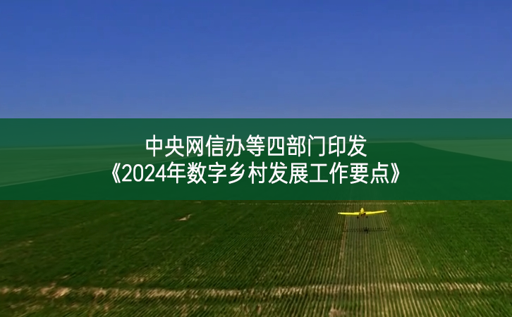 中央网信办等四部门印发《2024年数字乡村发展工作要点》